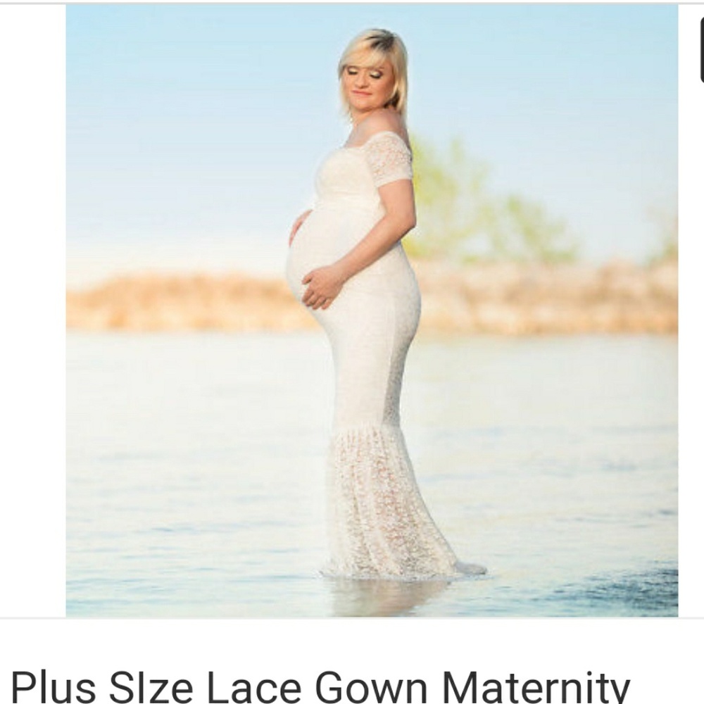 Lace gown for maternity shoot